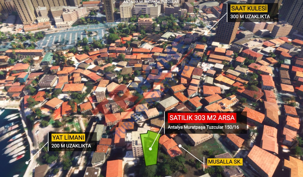 Antalya,Tarihi Kaleiçinde Arsa(302m²), Yatırım Fırsatı